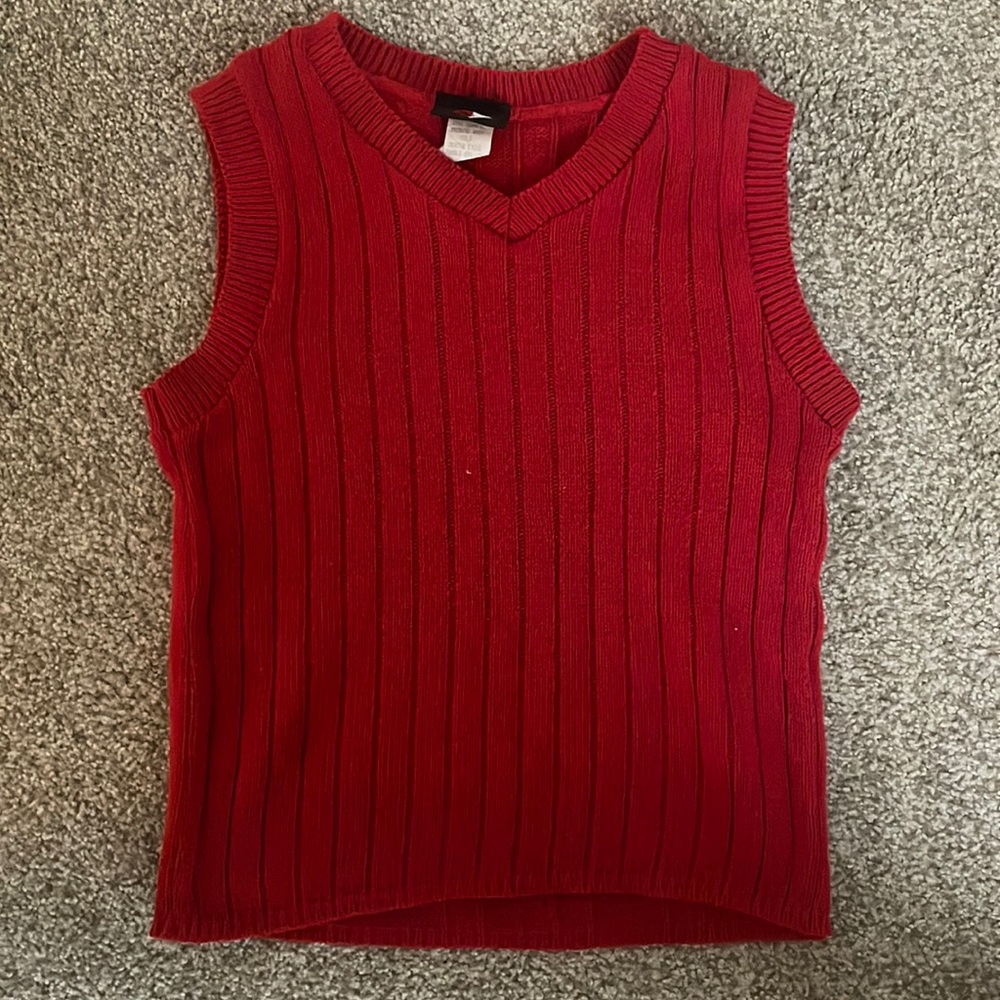 Red sweater vest